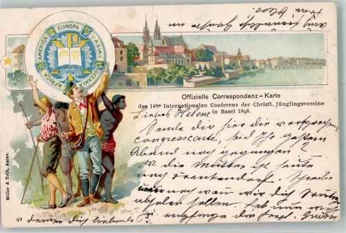 4000 Basel Bâle Lithographie 14. Intern.Conferenz der christl. Jünglingsbvereine 1898 Tracht