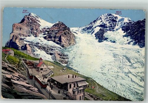 3823 Eigergletscher Foto AK Bahnhof Bergbahn Jungfraubahn