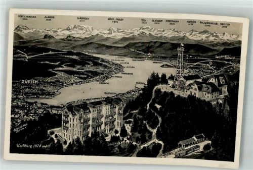 8143 Uetliberg 1927 Foto AK Hotel Bergbahn Aussichtsturm Zürichsee