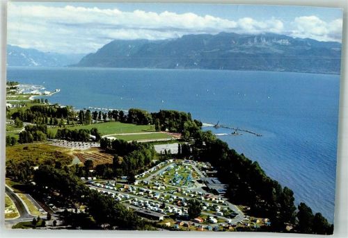 1000 Lausanne Losanna Foto AK Fliegeraufnahme Camping de Vidy