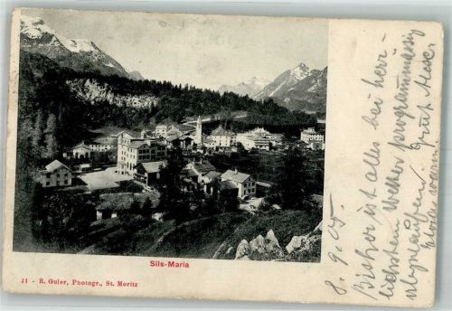 7514 Sils/Segl Maria 1905 Foto AK Bahnpost Zug 24