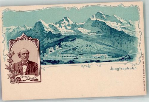 3822 Lauterbrunnen Lithographie Bahnhof Jungfraubahn Portrait Gyer-Zeller
