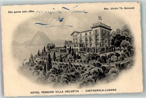 6906 Castagnola-Cassarate Foto AK Hotel Pension Villa Helvetia