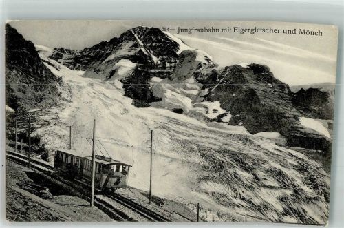 Jungfraubahn Foto AK Zahnradbahn Jungfraubahn Eigergletscher Mönch