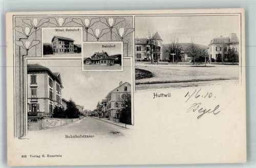 4950 Huttwil 1910 Foto AK Hotel Bahnhof Bahnhofstrasse