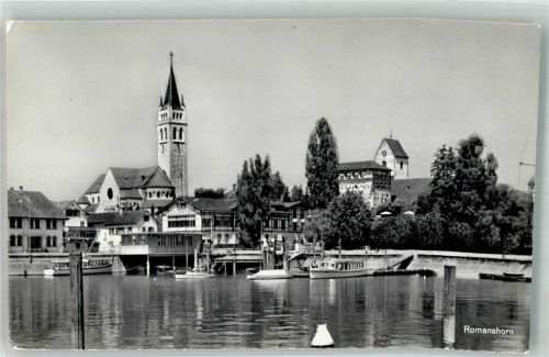 8590 Romanshorn 1960 Foto AK Hafen Kirche