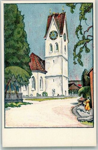 8635 Dürnten Oberdürnten Künstlersteindruck Kirche sign. Rüegg,E.A.
