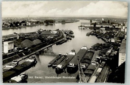 4000 Basel Bâle 1951 Foto AK Kleinhünger-Rhein- Hafen