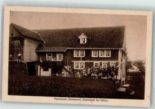 8825 Hütten 1915 Foto AK Pension Ferienheim Richterswil Mistlisbühl