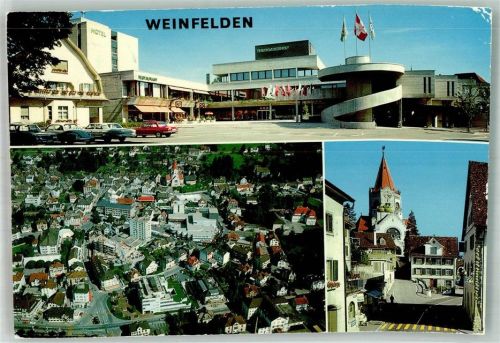 8570 Weinfelden Foto AK Hotel Auto Fliegeraufnahme