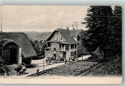 6103 Schwarzenberg LU 1906 Foto AK Hotel Pension Kreuz