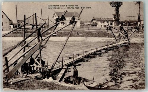 Pontoniere beim Brückenbau Verlag Guggenheim Nr. 13349 WK I Militär Schweiz 1914