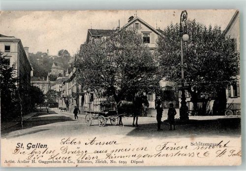 9000 St. Gallen S. Gallo 1904 Gebrauchsspuren Schützen- Gasse