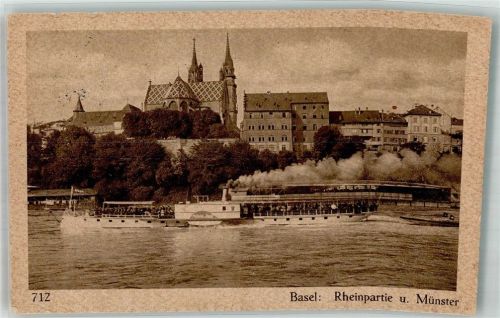 4000 Basel Bâle 1920 - Raddampfer Rheinpartie Münster