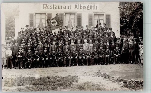 8000 Zürich Foto AK Albisgütli Gruppenfoto Uniform Gasthaus