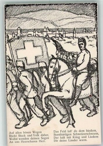 Murten Morat Grenz- Besetzung 1914 Feldpost Geb.Inf.Kp. III/35 Militär Schweiz 1915 Lithographie / Künstlerkarte