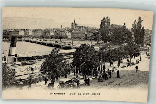 1200 Genève Genf 1911 Foto AK Pont du Mont Blanc Hafen
