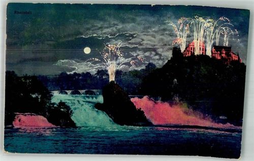 8200 Schaffhausen Sciaffusa 1913 Mondschein Schloss Feuerwerk Rheinfall