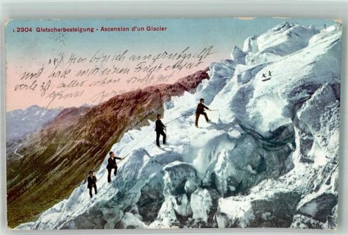 Furka 1913 Foto AK Gletscherbesteigung