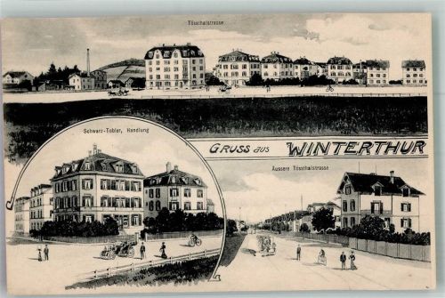 8400 Winterthur Foto AK Handlung Schwarz-Tobler Tössthalstrasse
