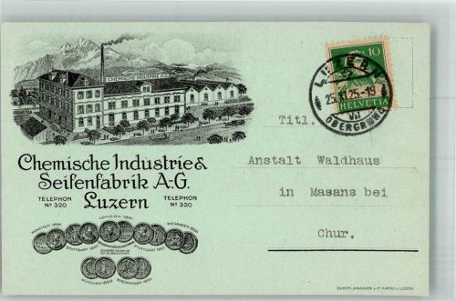 6000 Luzern Lucerne 1925 Foto AK Fabrik Schemische Industrie und Seifenfabrik AG Geschäftskorrespondenz