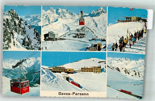 7260 Davos Dorf 1965 Winter Parsenn Seilbahn Bergbahn Gasthaus