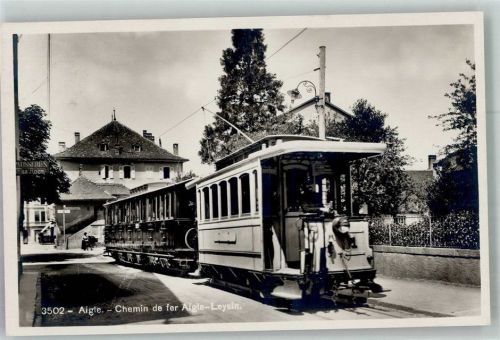 1860 Aigle Foto AK Straßenbahn Aigle-Leysin