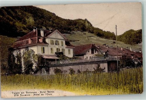 2513 Twann Gebrauchsspuren Hotel Bären Bahnpost Zug 2208