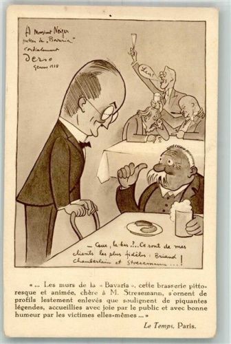 Genève Genf Völkerbund Kneipe Bavaria Bier Humor Motiv Schweiz 1931 Künstlerkarte