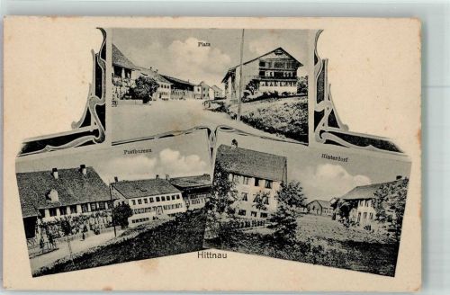 8335 Hittnau 1919 Foto AK Postamt Platz Hinterdorf Bahnpost Zug 3857