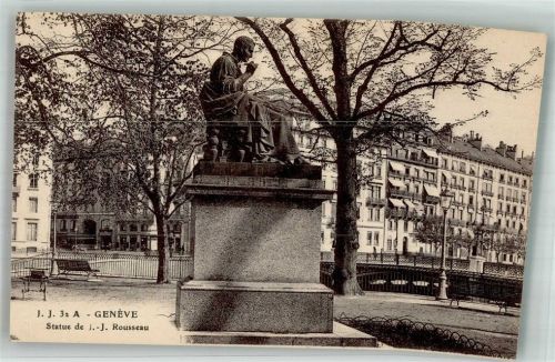 1200 Genève Genf Foto AK Denkmal Rousseau