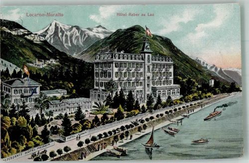 6600 Muralto 1914 Foto AK Hotel Reber au Lac Bahnpost Zug 2529