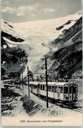 7710 Alp Grüm 1913 Foto AK Bergbahn Berninabahn Palügletscher