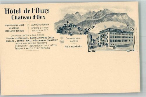 1660 Château-d´Oex Lithographie Hotel de l´Ours