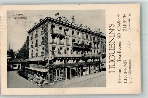 6000 Luzern Lucerne 1913 Gebrauchsspuren Gasthaus Huguenin