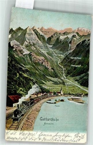6454 Flüelen 1905 Foto AK Gotthardbahn