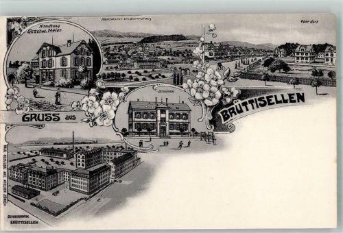 8306 Brüttisellen Foto AK Schuh- Fabrik Handlung Schulhaus Oberdorf