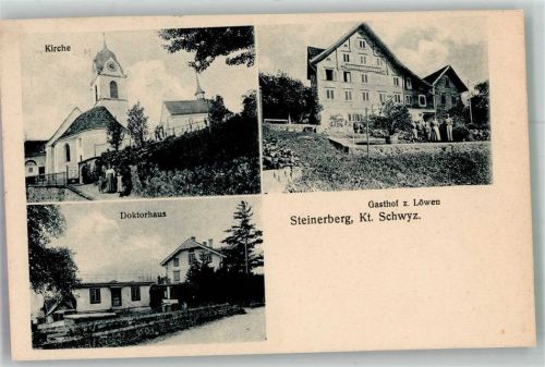 6416 Steinerberg 1917 Foto AK Doktorhaus Gasthaus zum Löwen Kirche