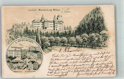 6260 Reiden 1902 Lithographie Möbel- Fabrik Versandhaus L. Meyer Institut Marienburg Wikon
