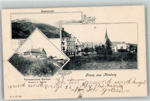 9633 Hemberg 1905 Foto AK Pension Ferienkolonie Sternen Säntisgruppe