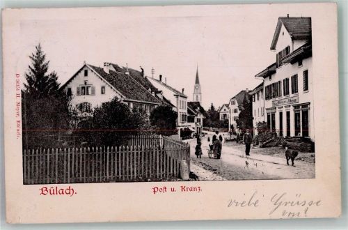8180 Bülach 1903 Foto AK Postamt Gasthaus Kranz