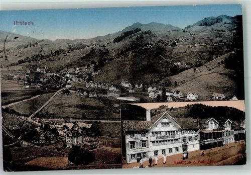 9107 Urnäsch 1915 Foto AK Gasthaus zum Bahnhof