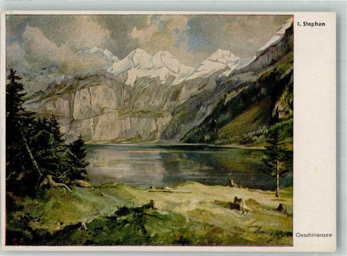 3718 Kandersteg Künstlerkarte sign. Stephan, K. Oeschinensee