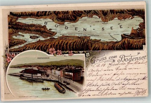 9400 Rorschach Lithographie Bodensee Hafen