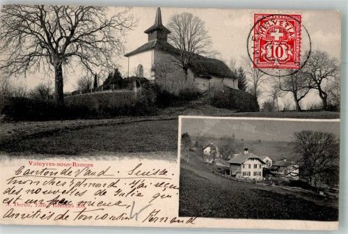 1358 Valeyres-sous-Rances 1903 Foto AK Kirche Marke bildseitig