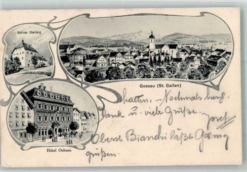 9200 Gossau SG 1912 Foto AK Hotel Ochsen Schloss Oberberg
