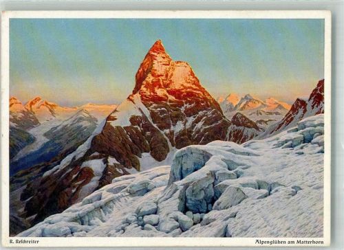 Matterhorn VS Künstlerkarte sign. Reschreiter Matterhorn Alpenglühen