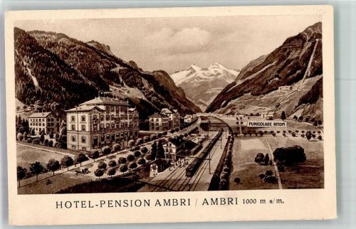 6775 Ambrì 2930 Gebrauchsspuren Hotel Pension Ambri Bahnhof Bergbahn Ritom