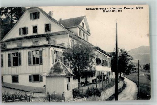 6103 Schwarzenberg LU 1911 Foto AK Feldpost Militärsache Hotel Pension Kreuz