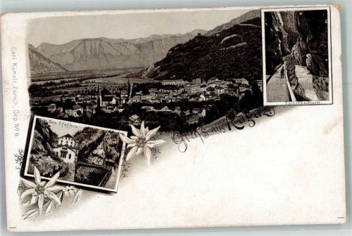 7310 Bad Ragaz Lithographie Vorläufer Taminaschlucht Bad Pfäffers